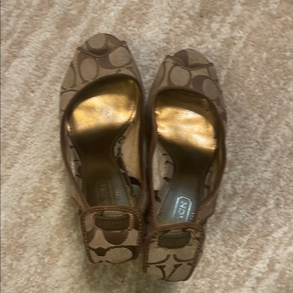 Coach Brown Peep-Toe Wedge Heels - Picture 4 of 4